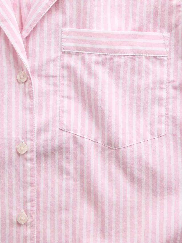 Poplin Oversized Kısa Pijama Gömleği