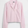 Poplin Oversized Kısa Pijama Gömleği