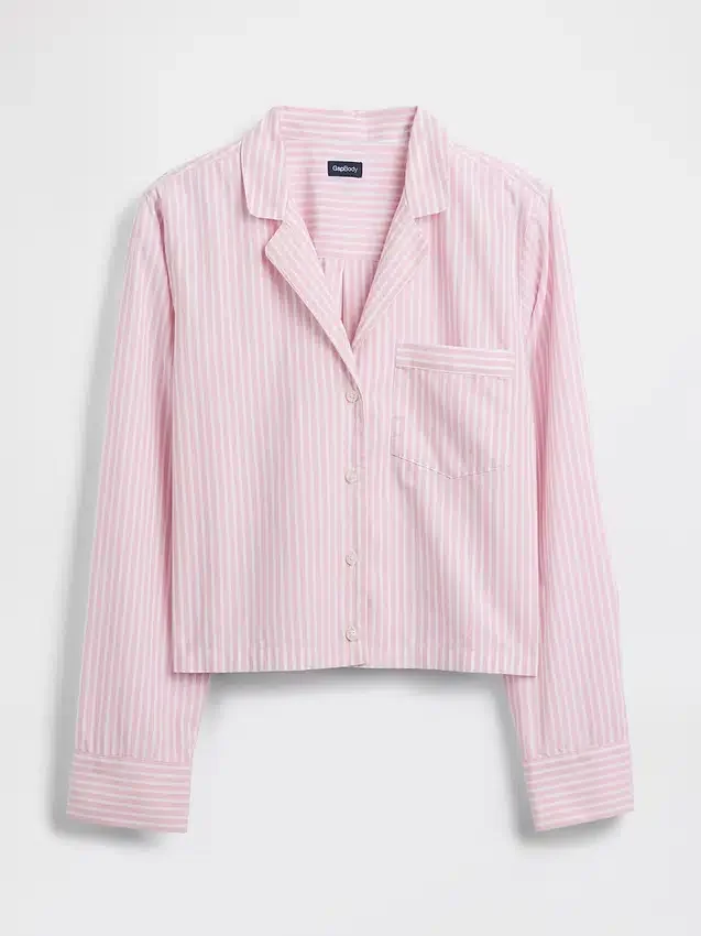 Poplin Oversized Kısa Pijama Gömleği