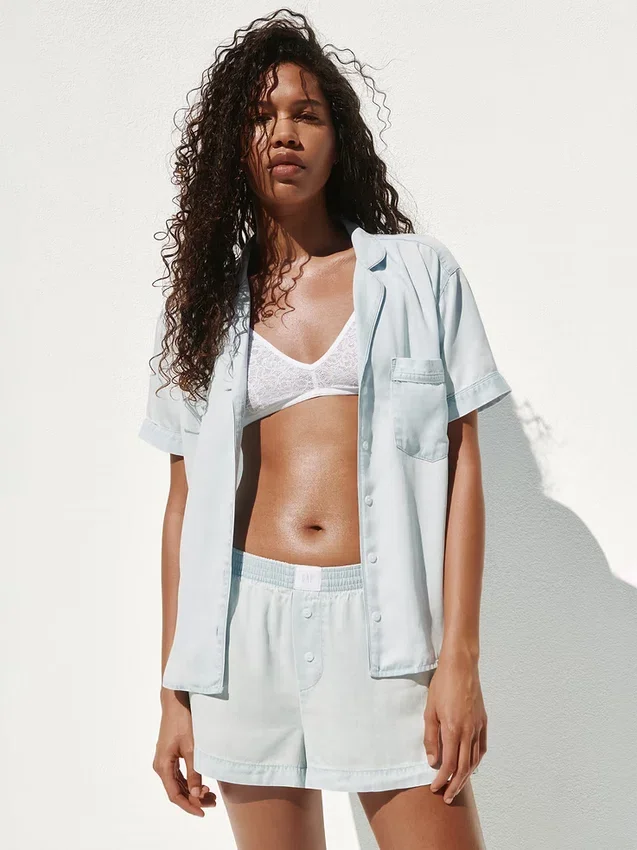 Poplin Pijama Şortları