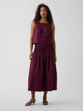 Poplin Pintuck Maxi Etek