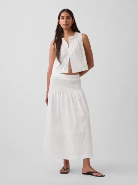 Poplin Pintuck Maxi Etek
