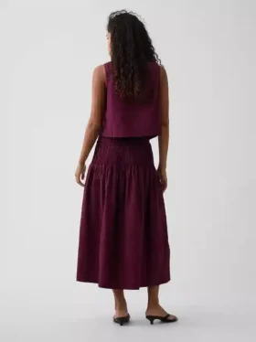 Poplin Pintuck Maxi Etek