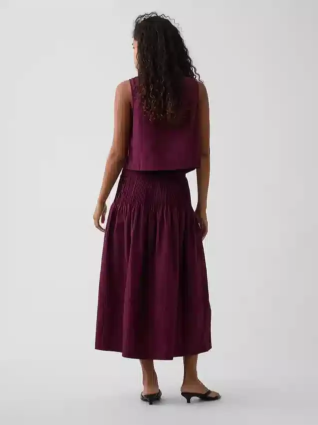 Poplin Pintuck Maxi Etek