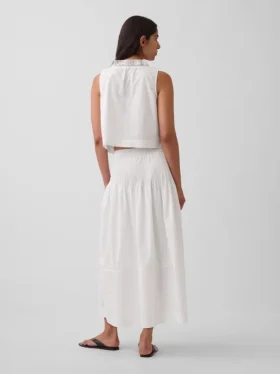 Poplin Pintuck Maxi Etek