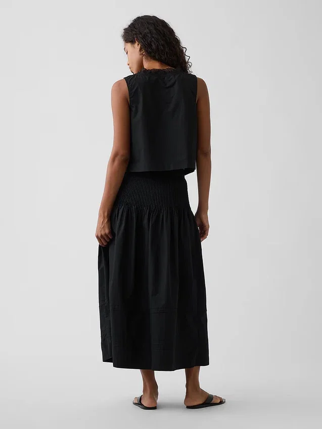 Poplin Pintuck Maxi Etek