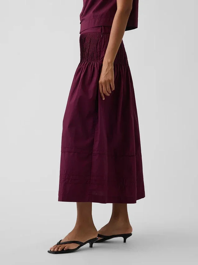 Poplin Pintuck Maxi Etek