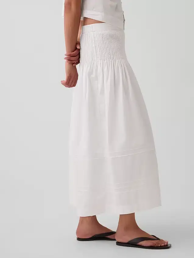Poplin Pintuck Maxi Etek