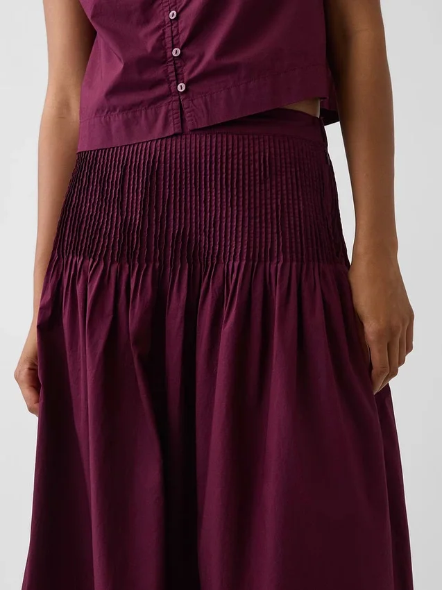Poplin Pintuck Maxi Etek