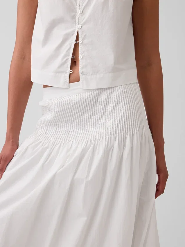 Poplin Pintuck Maxi Etek