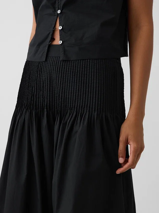 Poplin Pintuck Maxi Etek