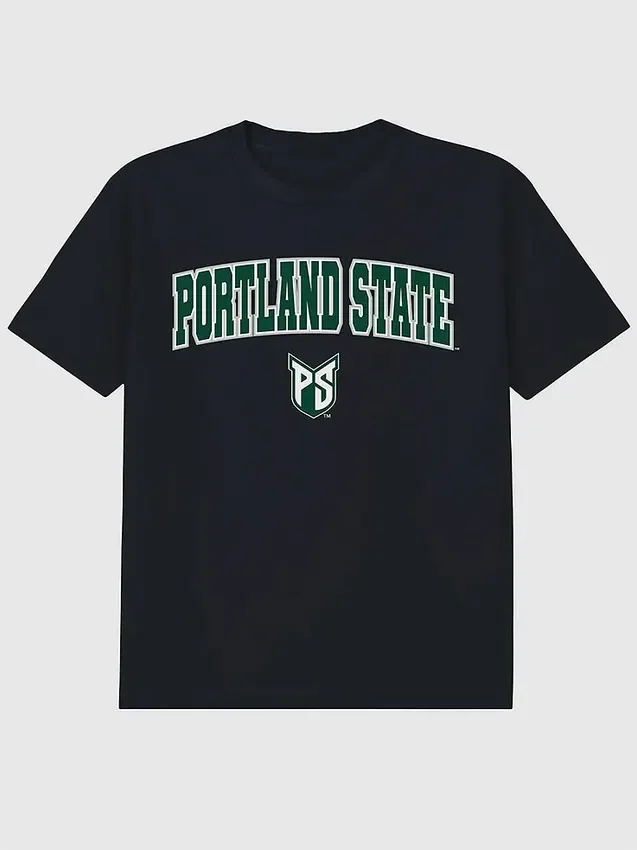 Portland State Üniversitesi Arch Logo Siyah Grafik Tişört