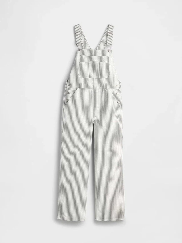 Rahat Kesim Çizgili Denim Tulum
