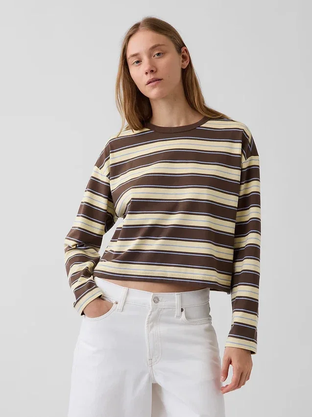 Örme Oversized Kısa Tişört