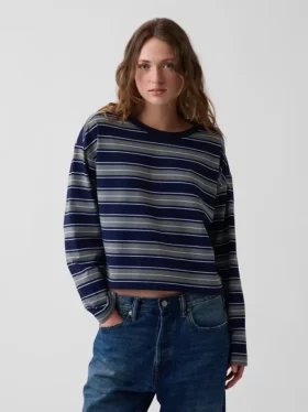 Örme Oversized Kısa Tişört