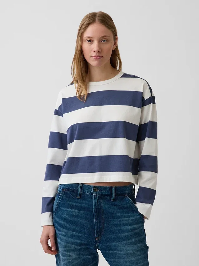 Örme Oversized Kısa Tişört