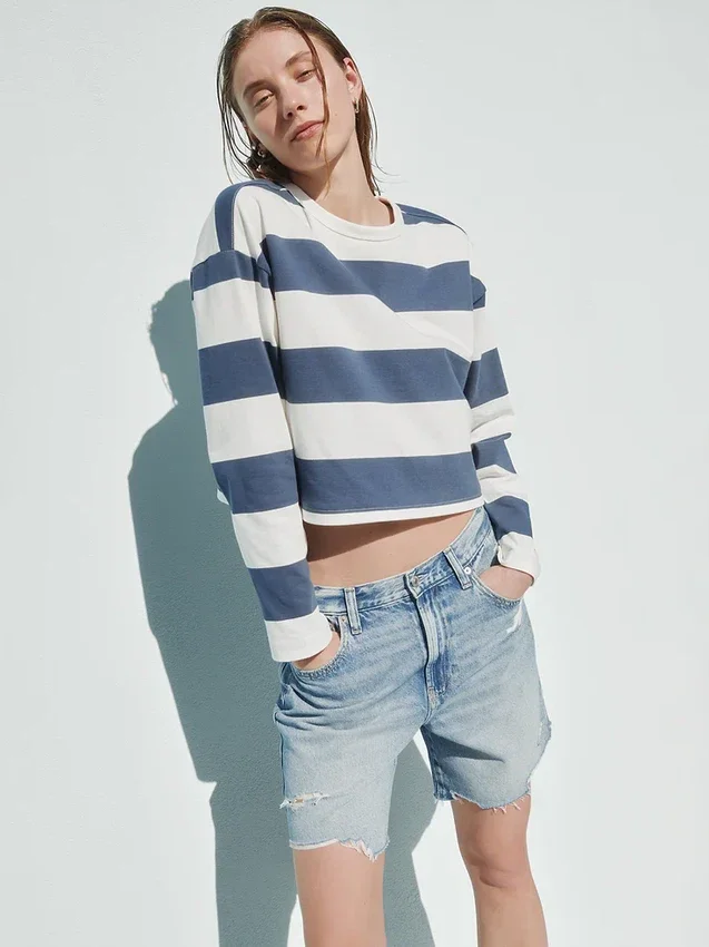 Örme Oversized Kısa Tişört