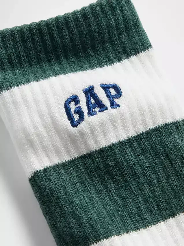 Rugby Çizgili Logo Crew Çoraplar