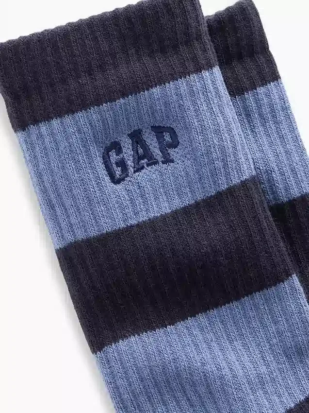Rugby Çizgili Logo Crew Çoraplar
