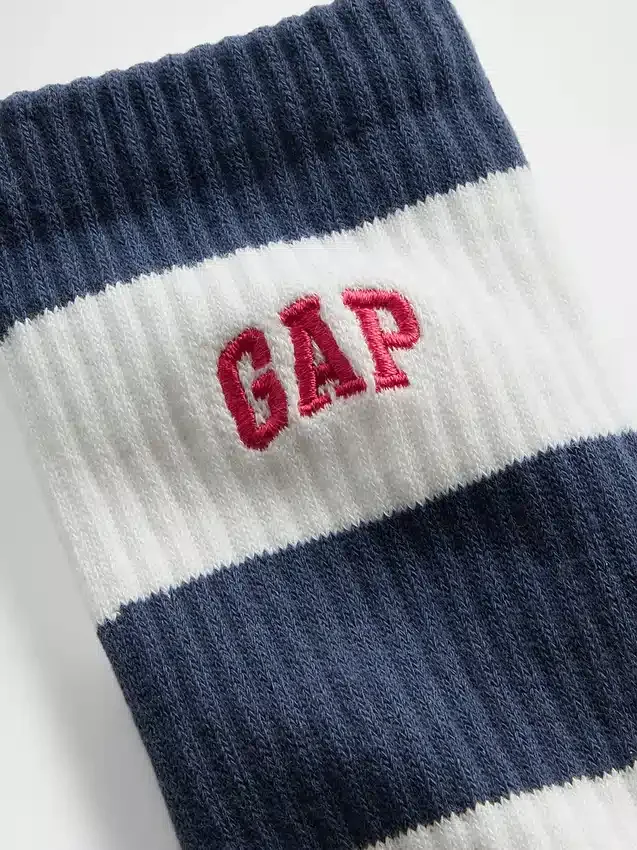 Rugby Çizgili Logo Crew Çoraplar