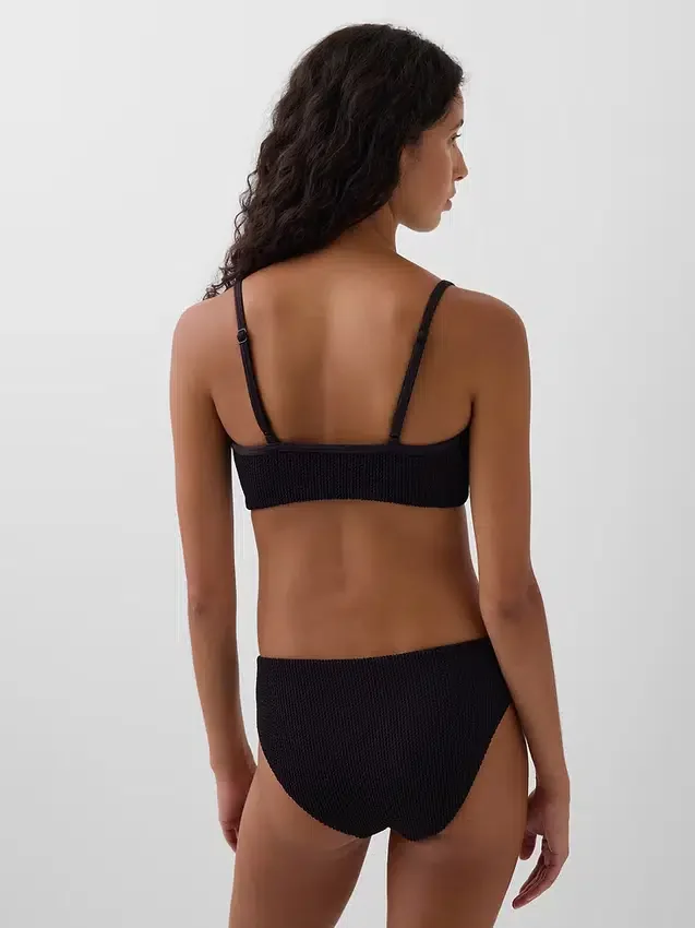 Scoop Yaka Nervürlü Bikini Üstü