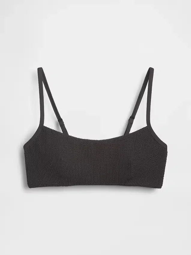 Scoop Yaka Nervürlü Bikini Üstü