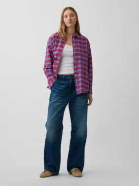 Seersucker Kareli Oversized Gömlek