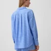 Seersucker Kareli Oversized Gömlek