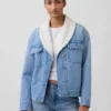 Sherpa Astarlı Şal Yakalı Denim Ceket