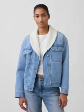 Sherpa Astarlı Şal Yakalı Denim Ceket
