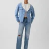 Sherpa Astarlı Şal Yakalı Denim Ceket