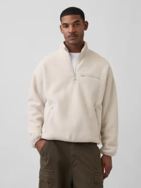 Sherpa Oversized Yarım Fermuarlı Kazak