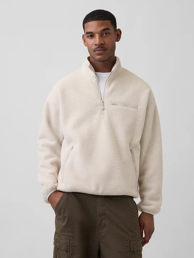 Sherpa Oversized Yarım Fermuarlı Kazak