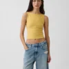 Sıkı Örgü Jersey Tekne Yaka Kısa Tank Top