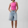 Sıkı Örgü Jersey Tekne Yaka Kısa Tank Top