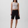 Sıkı Örgü Jersey Tekne Yaka Kısa Tank Top