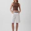 Sıkı Örgü Jersey Tekne Yaka Kısa Tank Top