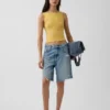 Sıkı Örgü Jersey Tekne Yaka Kısa Tank Top