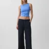 Sıkı Örgü Jersey Tekne Yaka Kısa Tank Top