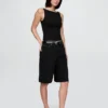 Sıkı Örgü Jersey Tekne Yaka Kısa Tank Top