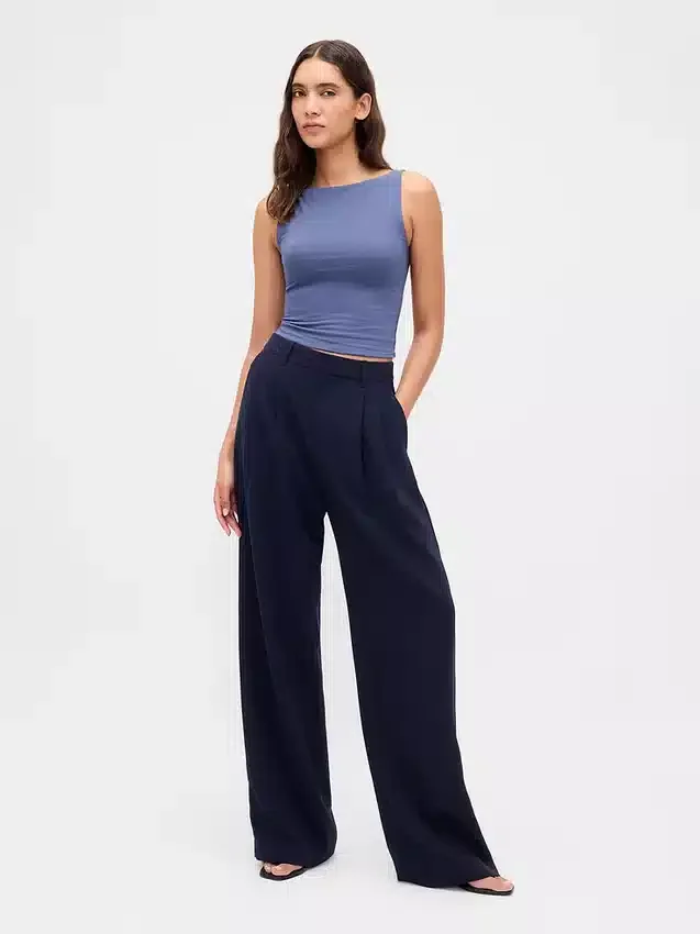 Sıkı Örgü Jersey Tekne Yaka Kısa Tank Top