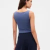 Sıkı Örgü Jersey Tekne Yaka Kısa Tank Top