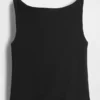 Sıkı Örgü Jersey Tekne Yaka Kısa Tank Top