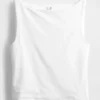 Sıkı Örgü Jersey Tekne Yaka Kısa Tank Top