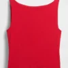 Sıkı Örgü Jersey Tekne Yaka Kısa Tank Top