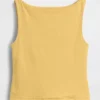 Sıkı Örgü Jersey Tekne Yaka Kısa Tank Top