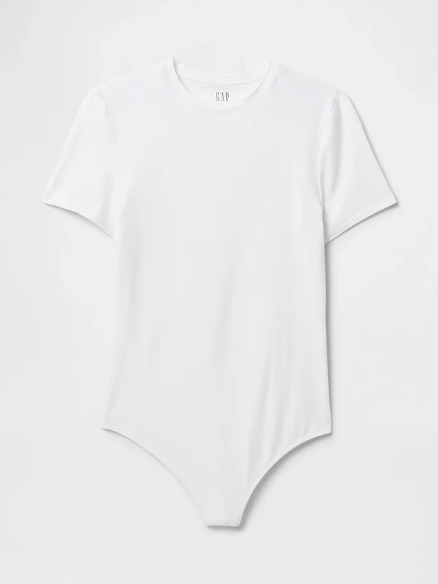 Sıkı Örgü Jersey Tişörtlü Tanga Çıtçıtlı Body
