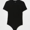 Sıkı Örgü Jersey Tişörtlü Tanga Çıtçıtlı Body