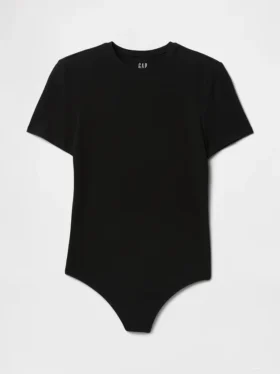 Sıkı Örgü Jersey Tişörtlü Tanga Çıtçıtlı Body