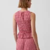 Smoklu Gingham Kısa Peplum Üst